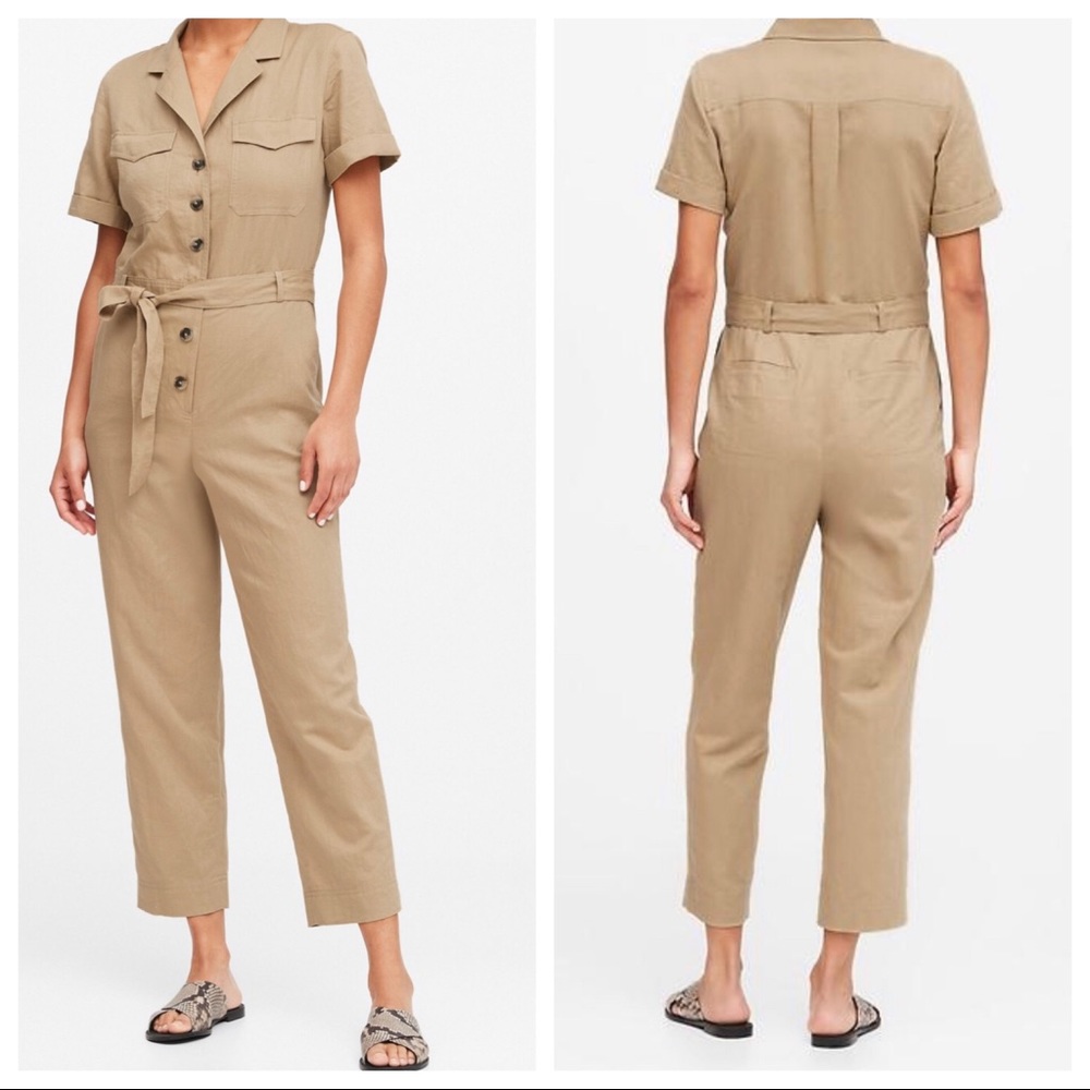 BANANA REPUBLIC Linen Cotton Utility Jumpsuit